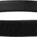 Inner Belt with Loop Liner Police Reversible Leather Under Duty Belt Buckleless for Law Enforcement Security 1.5" Wide (Large, Plain Black)