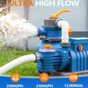 2500 GPH Sand Filter Pump for Above Ground Pools, Pool Pumps Above Ground with 24H Automatic Timer, 6-Way Valve, Efficient Circulation & Filtration Pool Sand Pump, Up to 12000 Gallons -Orange