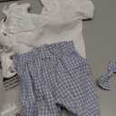 Baby Boy Clothes Set Infant Bow Tie Button Down Shirt Bodysuit Top Suspender Pants 2Pcs Fall Winter Outfit, Size: 3-6 Months