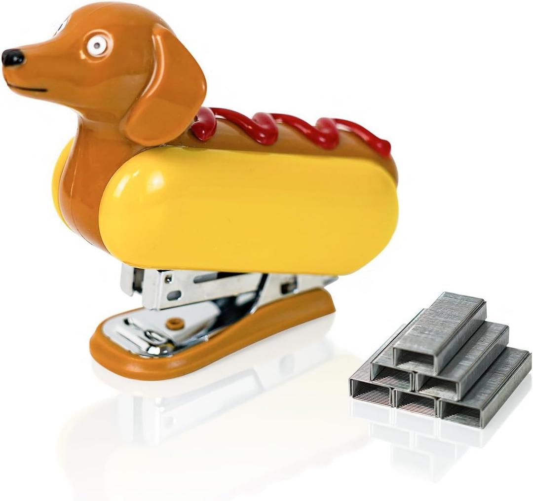 YOBRO Mini Stapler for Students Novelty Hotdog Desktop Stapler with 1000PCS Staples 12 Sheets Capacity Stationery Animal Stapler for Home Office Stocking Stuffers for Friends