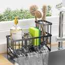 Cisily Kitchen Sink Caddy Organzier with High Brush Holder, Sponge Holder for Sink, 304 Rustproof Stainless, Kitchen Countertop Soap Dispenser Organizer, Kitchen Decor and Accessories (9.25, Black)