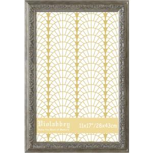 VIOLABBEY 11x17 Picture Frame Sliver, Vintage Photo Frames Ornate without Mat for Wall Hanging