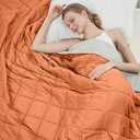 Weighted Blanket for Adults (15lbs, 48"x72" Twin Size) - Cooling and Breathable Heavy Blanket for 120-160lbs with Premium Glass Beads - Soft Thick Blanket for All-Season Sleeping Comfort - Orange