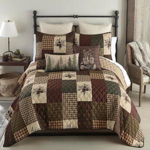 Donna Sharp Pine Panels King Quilt Set, 104" x 96" | Includes 1 Quilt and 2 King Shams, Machine Washable