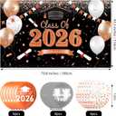 Black and Orange Class of 2026 Banner, Large Congratulations Banner Backdrop, Graduation Party Decorations 2026 for Indoor, Outdoor, High school, College Congrats Grad Celebrations Supplies