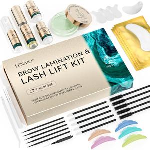 2 x 2025 Upgraded Avocado Lash Lift Kit, Brow Lamination Kit, Eyelash & Eyebrow 2-in-1 Perm Set, Professional Semi-Permanent Curling and Styling, Suitable For Beginners, Salon, Home Use