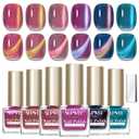Quick Dry Cat Eye Nail Polish Set, Magnetic Nail Polish Non Gel, Air Fast Dry Cateye Nail Lacquer with Magnet High Glossy DIY Salon for Women Girl