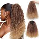 Kinky Curly Drawstring Ponytail Synthetic Hair Extension Clip In Ponytail for Women Thick Natural Curls Seamless Blending Hairpiece for Daily Use 33/27