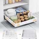 Pull Out Cabinet Organizer, Expandable Width (11.4"-18.9") Depth (16.3"-21.7") Pull out Drawers for Cabinets with 3 Rails, No Drill Adhesive Film or Nail Fixed Slide out Drawers for Kitchen, Pantry (White)