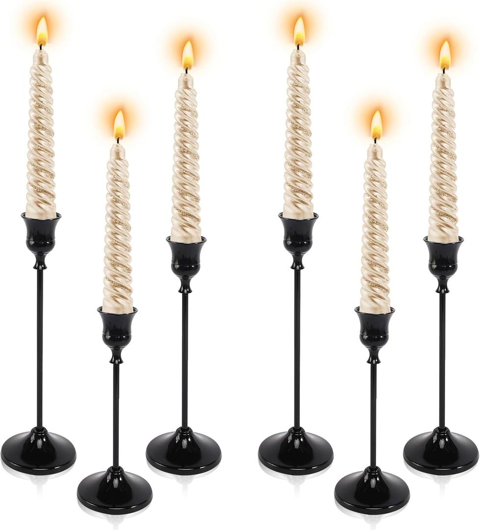 6pcs Black Candle Holder, Black Candlestick Holders Taper Candle Holders for Pillar Candles Sticks Holder Decor Halloween Christmas Decorations Candle Stick Holder Candelabros para Centros de Mesa