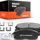 A-Premium Front Ceramic Brake Pads Set Compatible with Infiniti, Nissan and Suzuki Models - G20, G35, I30, I35, 350Z, Altima, Cube, Juke, Maxima, Sentra, Versa, SX4, with Hardware, 4-Pack