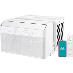 Midea 12,000 BTU U-Shaped Smart Inverter Window Air ConditionerCools up to 550 Sq. Ft., Ultra Quiet with Open Window Flexibility, Compatible with Alexa/Google Assistant, 35% Energy Savings 