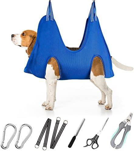 Kkiimatt Pet Dog Grooming Hammock Harness for Medium Dogs Nail Trimming, Dog Sling for Cutting Nails, Dog Hanging Holder Hanger for Clipping Nails with Nail Clippers, Nail File, Scissors