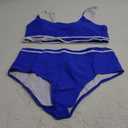 Adisputent Womens High Waisted Bikini Color Block Swimwear Bandeau Top Sports Style Scoop Crop Swimsuit 2 Piece Bathing Suits (XX-Large, Royal Blue)