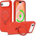 ZHK Liquid Silicone Designed for iPhone Air Case with Magnet Stand, [Precise Camera Lens Protection][Mil-Grade Drop Shockproof][Soft Anti-Scratch Microfiber Lining] Slim Fit Cover, Red (iPhone Air 6.5 inch)