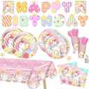 Daidle Unicorn Birthday Party Supplies Kit for 24 Guests, with Banner & Tableware, Plates, Cups, Napkins, and Cutlery Sets, Unicorn Birthday Decorations
