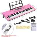 Keyboard Piano Lighted Keys for Beginner Adults Teens Kids, 61 Key Electronic Music Keyboard with Teaching Modes Powered by USB or Battery with LCD Display Microphone Headphone Jack