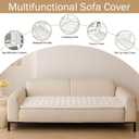 hyha Couch Covers for Dogs Washable, Non Slip Plush Dog Sofa Protectors, Fuzzy Pet Couch Covers for 3 Cushion Sofa Pet Friendly (White, 27.6" x 59")