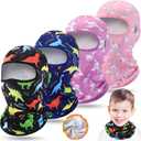 4 Pcs Winter Balaclava Winter Weather Neck for Boy Girl Youth Skiing Snowboarding Cycling (Black, royal Blue, pink, purple)