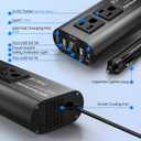 300W Power Inverter DC 12V to 110V AC Car Inverter with TypeC 30W & 3 USB-A interfaces, Dual AC Adapter for Laptops Charger