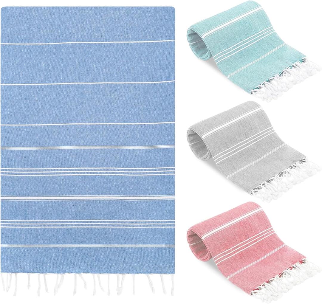 100% Premium Turkish Cotton Beach Towel by Sun Ninj Turkish Cotton Beach Towel by Sun Ninja | Lightweight highly absorbent 100% Turkish cotton travel towel, extra large ultra soft, for adults and kids, 38" x 71"