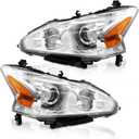 Headlight Assembly Compatible with 2013 2014 2015 Nissan Altima Only fit 4 Door Driver and Passenger Side Chrome Housing Clear Lens