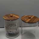 Set of 2 Large Glass Food Storage Jar-101 FLOZ, Flour and Sugar Storage Containers for Kitchen Counter with Wooden Airtight Lid & Base,Kitchen Storage Jars for Coffee,Rice,Candy, Cookie