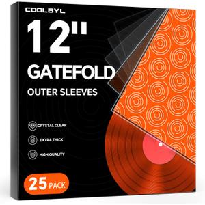 25ct Gatefold Vinyl Outer Sleeves - 12 Inch Record Protective Sleeves, Premium Gatefold Sleeves for Album Cover, Vinyl Sleeves for LP Record Storage, Instantly View Artwork, Crystal Clear 4 Mil Thick