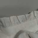 Women's Summer Tops 2025 Casual Ruffle V Neck Puff Short Sleeve Button Down Shirts Embroidered Blouses (X-Large, Apricot White)