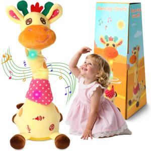 Dancing Giraffe Stuffed Animal Baby Toys Singing Song Toddlers Toy Repeats What You Say Glowing Musical Toy for Baby Birthday Gift