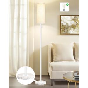 Floor Lamp for Living Room,Dimmable Floor Lamp with LED Bulb,Modern Standing Lamp with Marble Base,Tall Standing Lamps for Living Room,Bedroom,Office,Reading and Nursery(White)
