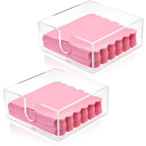 2 Pack Clear Acrylic Napkin Holder Clear Square Cocktail Napkin Holder for Table, Kitchen, Bathroom, Bar, Party, Durable and Modern Design, 5.3x5.3x2.2 Inch