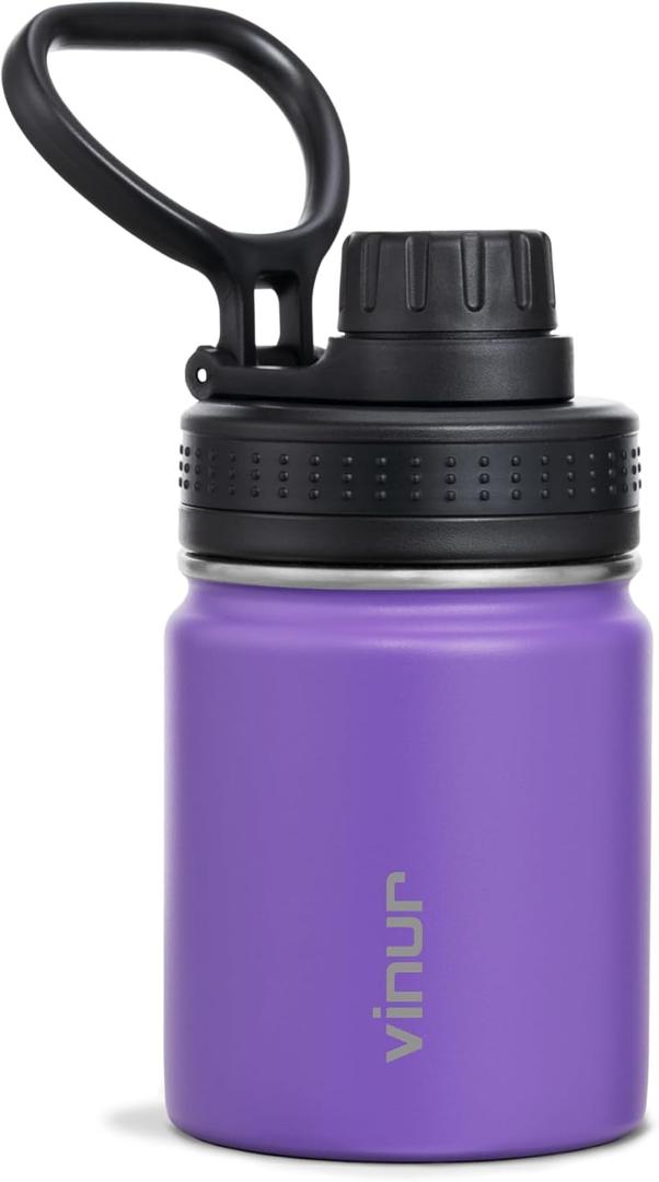 Vinur Mini Water Bottle 8 oz-Stainless Steel Insulated Small Water Bottle for Purse &Handbag-Reusable Metal Leak Proof Flask for Travel, Purple