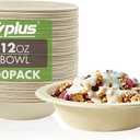 Vplus 200 Pack 12 OZ Paper Bowls, Disposable Compostable Bulk, Eco-friendly Bagasse, Heavy-duty Bowls Perfect for Milk Cereals, Snacks, Salads