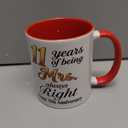 11 Year Wedding Anniversary Couple Gifts - Mr Right Mrs Always Right 11oz Coffee Mugs Set of 2, 11th Anniversary Party Decor Gifts for Parents Wife Husband Lovers Aunt Uncle(11Y)