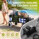 Beach Wagon with Extended Tailgate, 9" Big Sand-Proof Wheels, Heavy Duty 440lbs Folding Wagon Cart, 41" Utility Wagon with Side Bag, Adjustable Handle for Sand, Outdoor