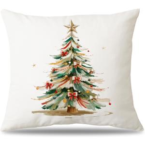 Christmas Tree Pillow Covers 18x18, Xmas Decor for Home Bedroom Living Room, Gifts for Families & Friends