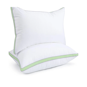 viewstar Bed Pillows Standard Size Set of 2, Hotel Quality Cooling Down Alternative Gusseted Pillows for Side, Back, or Stomach Sleepers, Green