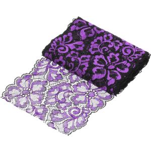 MECCANIXITY 7.1 Inch Wide 5 Yard Lace Ribbon Floral Pattern Black+Dark Purple Lace Trim Ribbon for Sewing Making,and DIY Crafts,Gift Wrapping,Wedding Decor