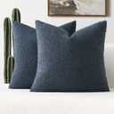 FUTEI Pack of 2 Haze Blue Decorative Throw Pillow Covers 26x26 Inch Soft Cozy Solid Boucle Textured Euro Pillow Shams,Modern Home Decor for Couch Bed Living Room (26" x 26" (Pack of 2))