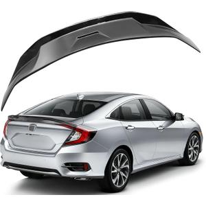 Civic Spoiler Rear Spoiler Compatible with 2016-2021 Civic 10th Gen 4-Door Sedan Highkick Duckbill ABS Rear Trunk Spoiler (Glossy Black)