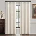 Pinch Pleat Thick Linen Viral Curtains 84 Inch Length 2 Panels Set for Living Room,Cream Beige Neutral Pleated Semi Sheer Curtain Light Filtering Privacy Let Light in Bedroom Window Drapes (40"W x 84"L (Pack of 2), Birch)