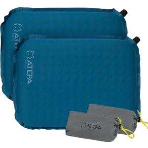 ATEPA Inflatable Stadium Seat Cushion, Self-Inflating Memory Foam Stadium Seats Bleacher Seat Chair Cushion Pad for Airplane Travel Backpacking Sports Events (2 Pack Blue)