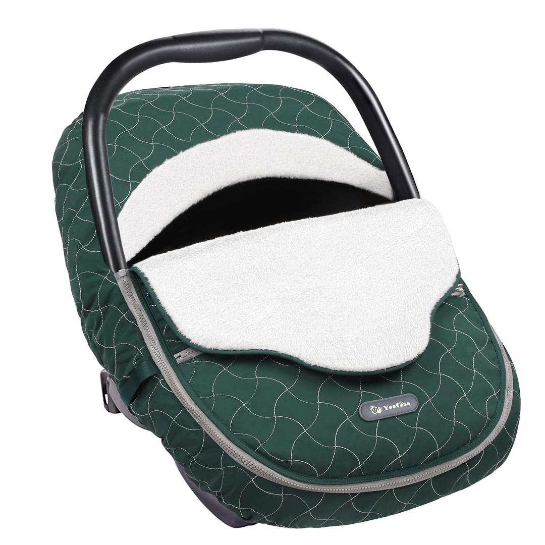 Yoofoss Baby Stroller Bunting Bags Winter Car seat Canopies Cover to Protect Baby from Cold Wind, Super Warm Plush Fleece Baby Carrier Cover for Infant Boys Girls (Dark Green)
