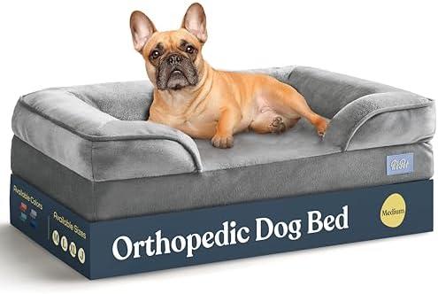 Orthopedic Sofa Dog Bed - Ultra Comfortable Dog Beds for Medium Dogs - Breathable & Waterproof Pet Bed- Egg Foam Sofa Bed with Extra Head and Neck Support - Removable Washable Cover & Nonslip Bottom.