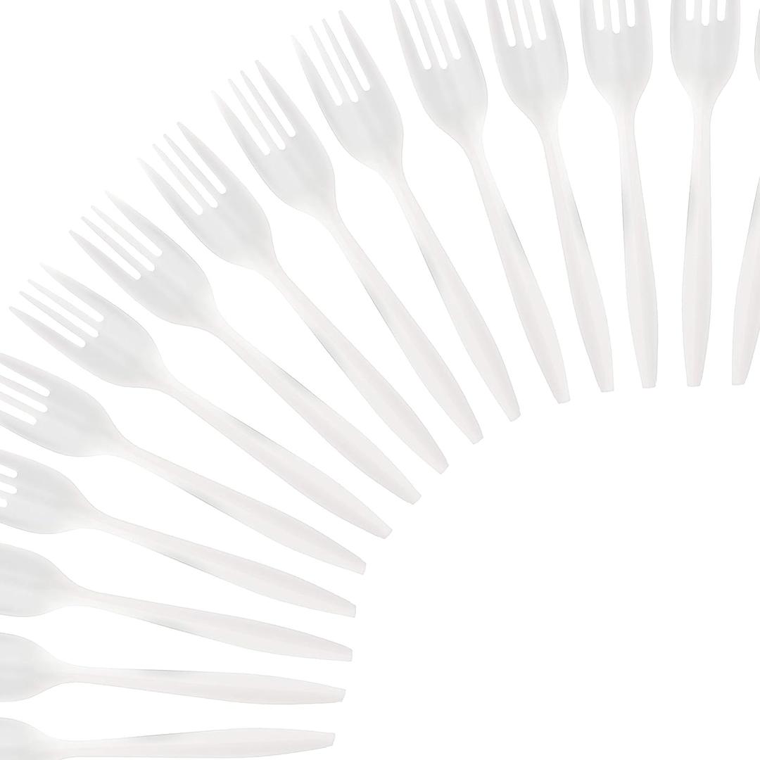 Cutlery 800 Mediumweight White Disposable Plastic Forks