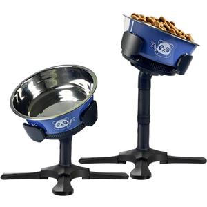 Adjustable Elevated Dog Bowl Stand with Non-Slip Base - 3 Height & Tilt Settings, Fits 14-24.5cm Bowls, Raised Stainless Steel Dish for Large Breed, Medium & Small Dogs, Cats