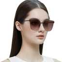 Trendy Cateye Aviator Gradient Sunglasses For Women Men Vintage Metal Sun Glasses