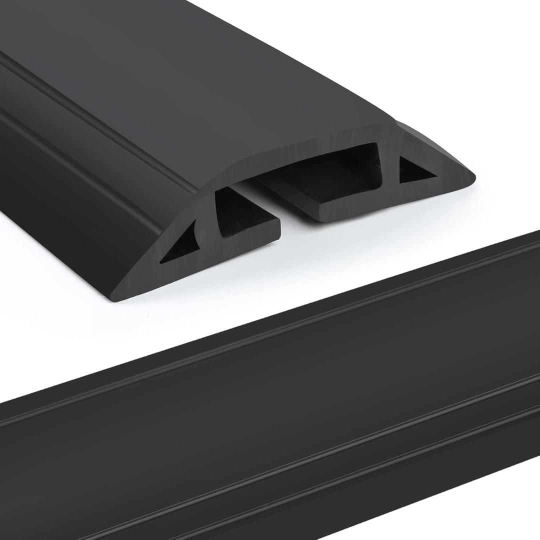 Eapele 10 ft Floor Cord Cover Heavy Duty Cable Protector, Easy to Unroll, Prevent Trip Hazard for Home Office or Outdoor Settings (Black) (10 feet-1pc)