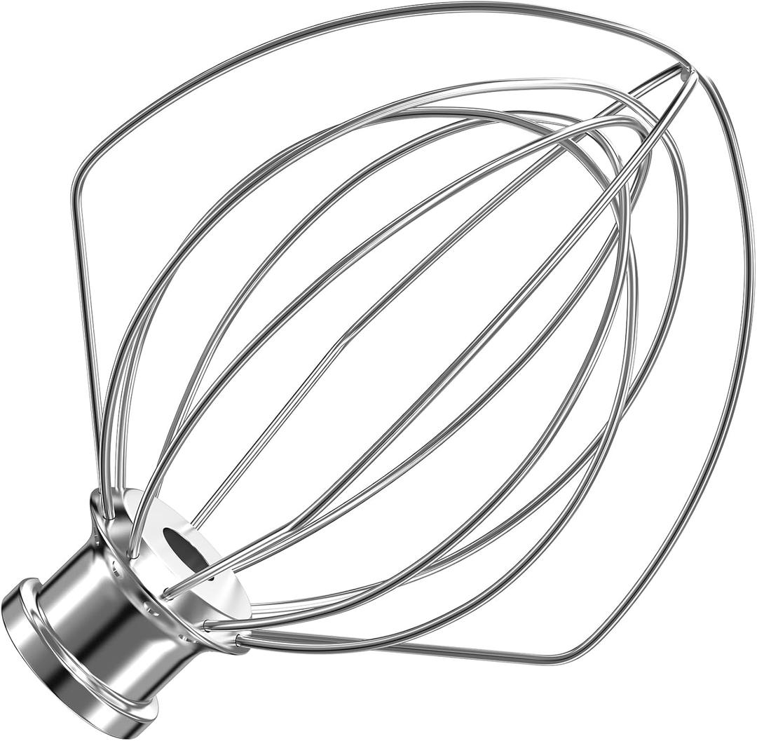 K5A Stainless Steel 6-Wire Whip Attachment for KitchenAid Bowl-Lift Mixer 5 Quart Bowl, Stainless Steel Whisk Replacement for Kitchen Aid Mixer, Dishwasher Safe, Egg Heavy Cream Beater.
